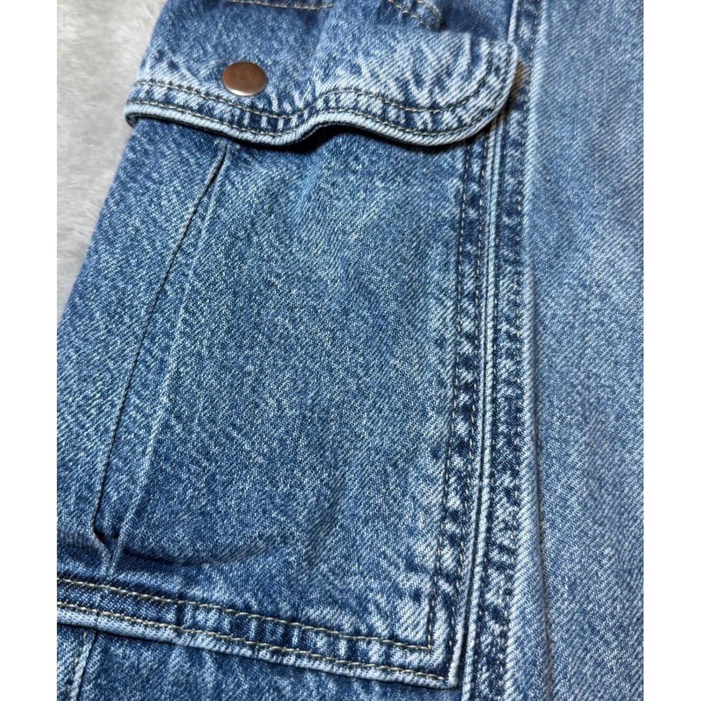 Aeropostale Womens Size 6 Utility Cargo Jeans Blue Denim Wide Leg Y2K Baggy - Picture 15 of 16